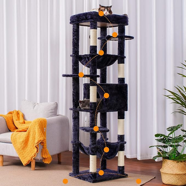 Heybly Cat Tree for Large Cats 20 lbs Heavy Duty,69 inches XXL Cat Tower