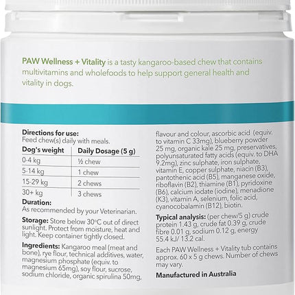 PAW by Blackmores Wellness and Vitality Multivitamins for Dogs |Maintains General Wellness & Vitality | 60 Chews