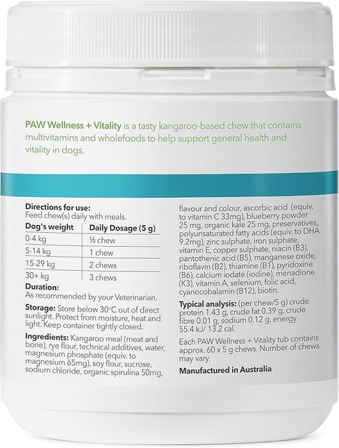 PAW by Blackmores Wellness and Vitality Multivitamins for Dogs |Maintains General Wellness & Vitality | 60 Chews