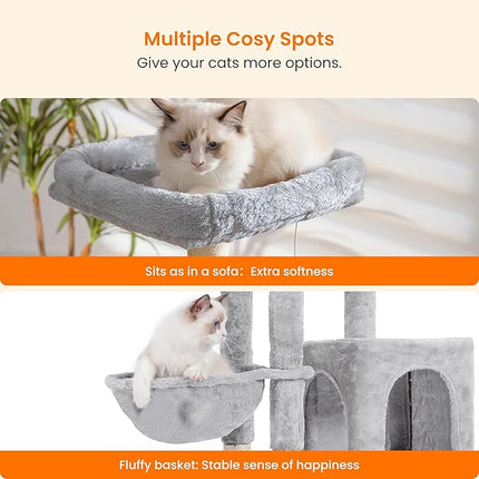 Heybly HCT005SW Cat Scratching Post with Cat Brush, Cat Tree for House Cats,Light Grey