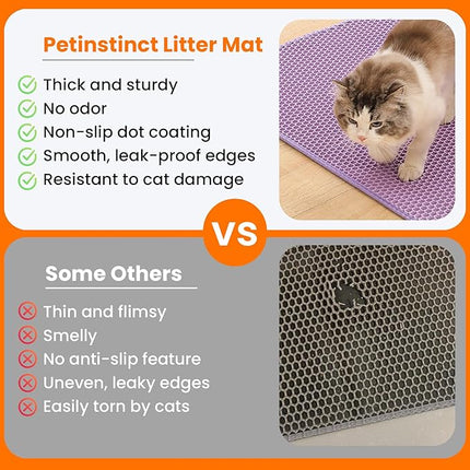 Cat Litter Tray Mat, 60 x 45 cm Double Layer Cat Litter Tray Underlay, Waterproof, Purple