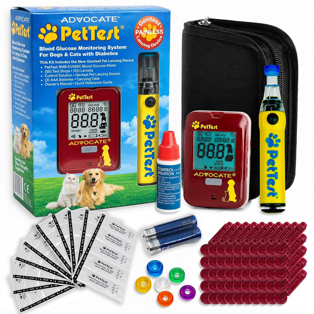 PetTest Genteel Glucose Monitor Kit for Dogs and Cats, Pain-Free Testing