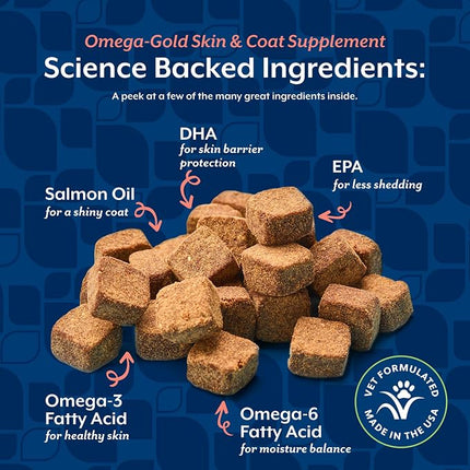 NaturVet Omega-Gold Plus Salmon Oil Skin Supplement for Pets - 180 Ct