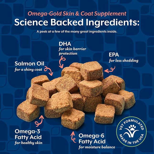 NaturVet Omega-Gold Plus Salmon Oil Skin Supplement for Pets - 180 Ct