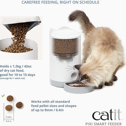 Catit PIXI Smart Feeder – Automatic and Customizable Feeding Schedule with App Support, White