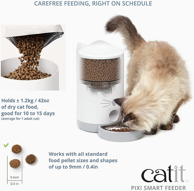 Catit PIXI Smart Feeder – Automatic and Customizable Feeding Schedule with App Support, White