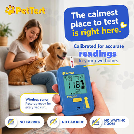 PetTest PetLink+ Genteel Glucose Kit for Dogs and Cats, Pain-Free Wireless