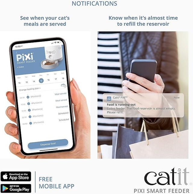 Catit PIXI Smart Feeder – Automatic and Customizable Feeding Schedule with App Support, White