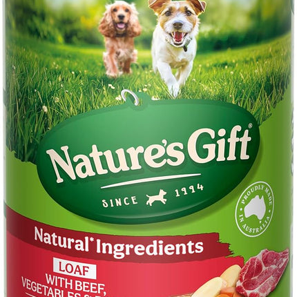 Nature's Gift Adult Wet Dog Food in Can, Loaf with Beef, Vegetables & Barley 12x700g