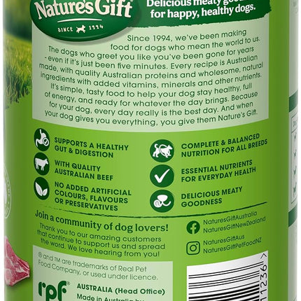 Nature's Gift Adult Wet Dog Food in Can, Loaf with Beef, Vegetables & Barley 12x700g