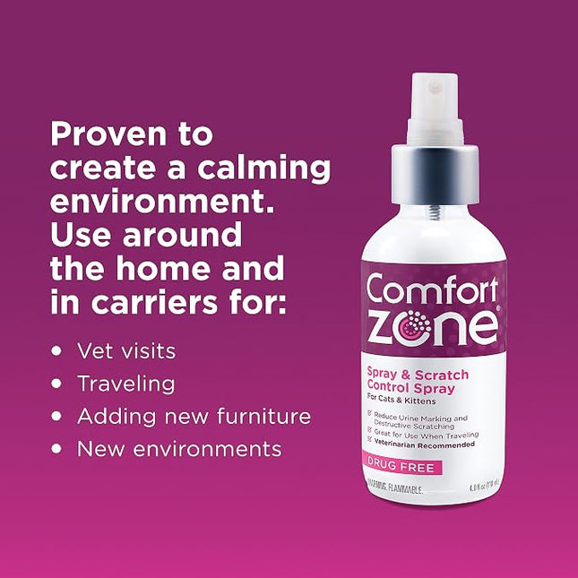 Comfort Zone Cat Calming Spray for kittens & cats, 118 mL, Value Size
