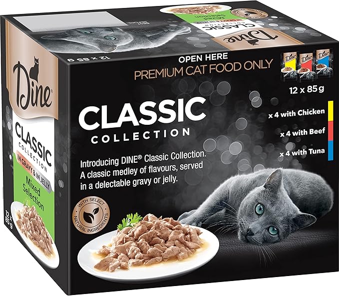 Dine Classic Collection Wet Cat Food Mixed Selection in Gravy & in Jelly 85g Pouch 60 Pack