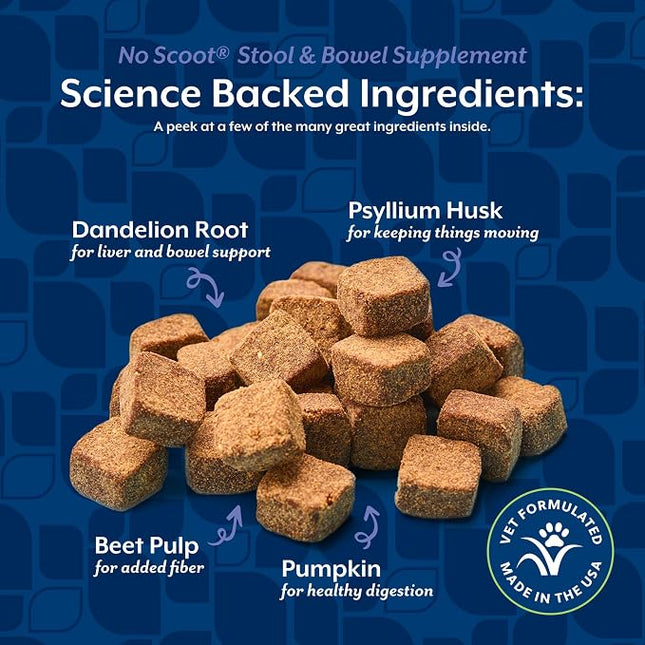NaturVet No Scoot Stool and Bowel Supplement for Dogs - 120 Soft Chews