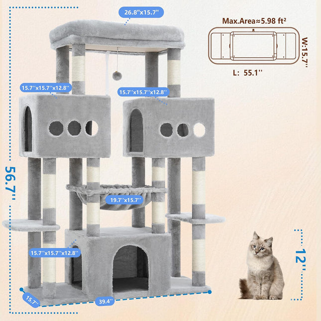 Hey-brother Cat Tree Tower with Big Platform for Indoor Adults, MPJ083W