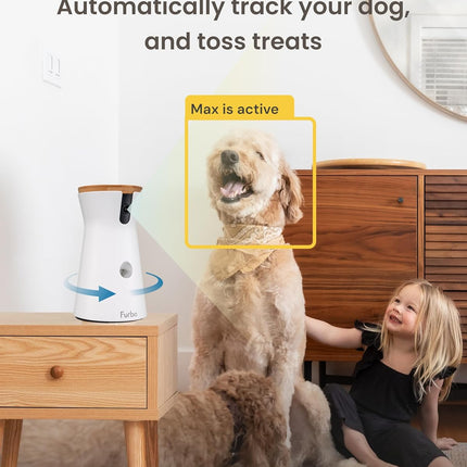 Furbo 360° Dog Camera: Pet Security Cam w/Barking Alerts, Rotating View, Treat Toss w/Phone App, Smart Home Puppy Monitoring, 2-Way Speaker, No Subscription Needed.