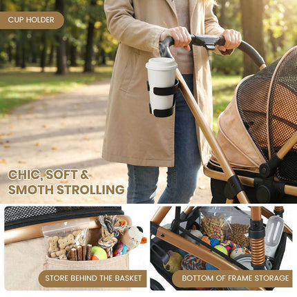 3-in-1 Dog Stroller for Medium Dogs up to 50 lbs, Smooth-Ride Pet Stroller with Detachable Carrier & Car Seat Combo