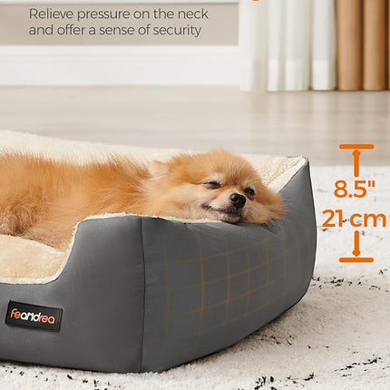 Feandrea Dog Bed, Cosy Dog Sofa Bed with Removable Reversible Cushion, Washable, Raised Edges, Non-Slip Bottom, L