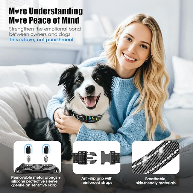 Smart AI Bark Collar for Large Medium Small Dogs, Anti Barking Device with 5 Training Modes