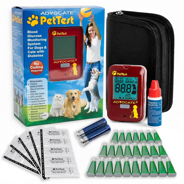 PetTest Pet Glucose Monitor Kit for Dogs and Cats, Blood Sugar Test Meter