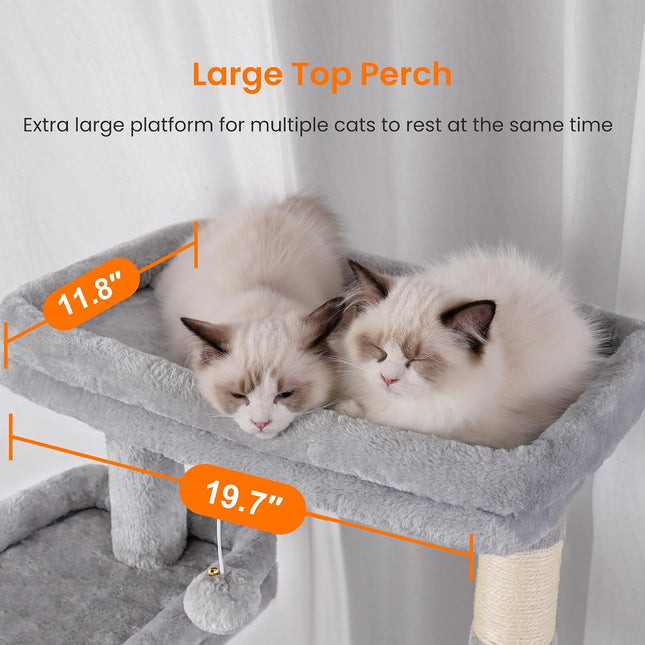 Heybly Tall Cat Tree, 200cm Multi-Level Cat Tower for Indoor Cats,Light Gray HCT033W