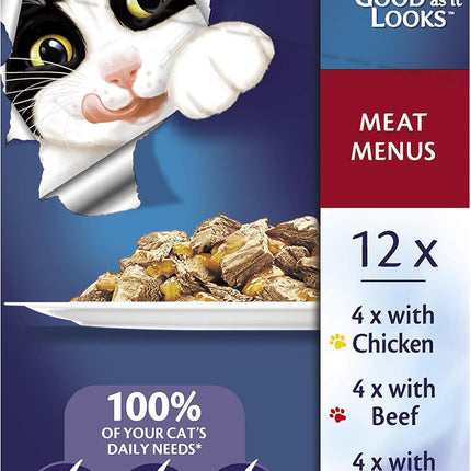 FELIX As Good As It Looks Adult Wet Cat Food Meat Menus in Jelly 60x85g