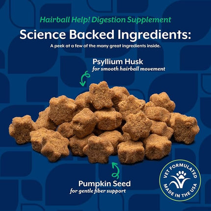 NaturVet – Hairball Aid Supplement for Cats - Plus Pumpkin - 100 Soft Chews