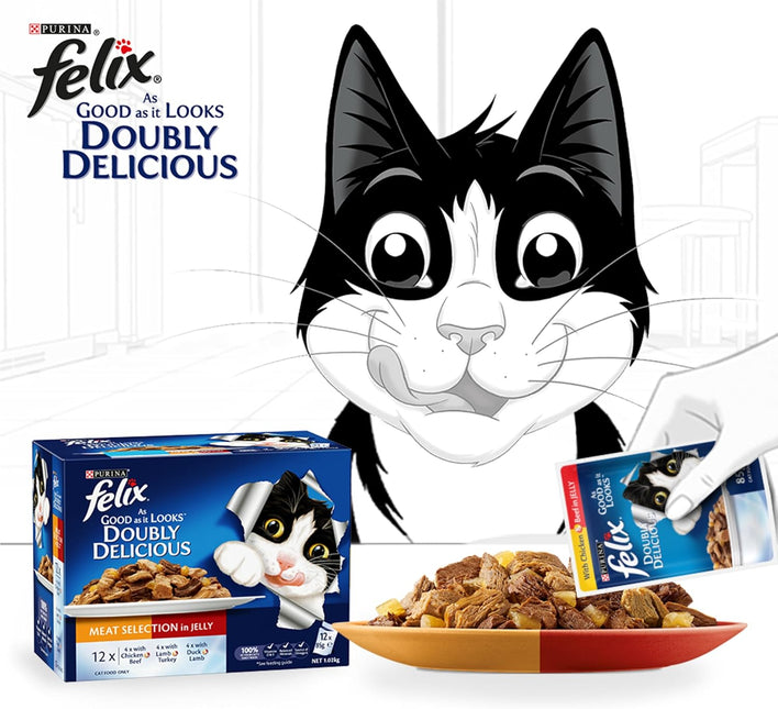FELIX As Good As It Looks Adult Wet Cat Food Meat Selection 60x85g