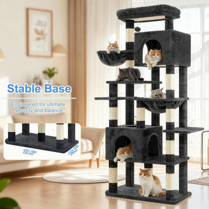Heybly Cat Tree, 76-Inch Tall Heavy Duty Cat Tower for Big Cats HCT039G