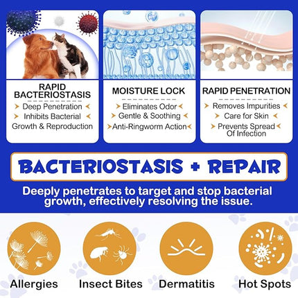 Pet Hydrocortisone Spray for Dogs & Cats 120ml, Natural Soothes Hot Spots, Rashes & Skin Irritations, Reduces Topical Inflammation, Allergy Relief