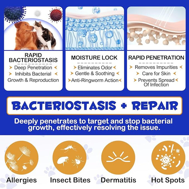 Pet Hydrocortisone Spray for Dogs & Cats 120ml, Natural Soothes Hot Spots, Rashes & Skin Irritations, Reduces Topical Inflammation, Allergy Relief