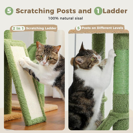 PAWZ Road Adjustable Cactus Cat Tree 85–112" 7-Tier Floor-to-Ceiling Tower