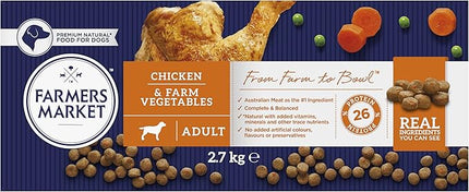 Farmer's Market Chicken and Farm Vegetables Adult Dry Dog Food 2.7kg - Made with Real Australian Meat & Vegetables for Complete Nutrition, Supports Muscle, Skin & Coat Health