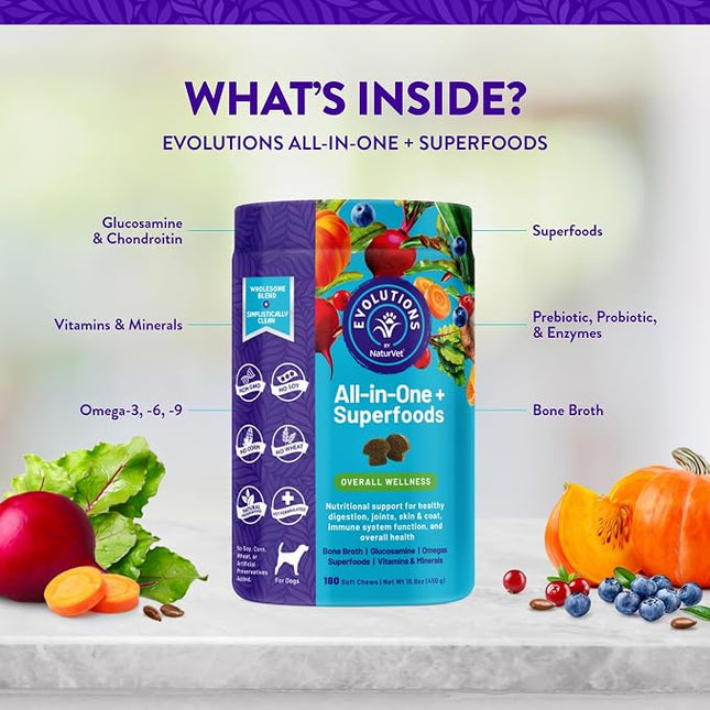 Evolutions by NaturVet All-in-One + Superfoods 180ct Soft Chews for Dogs
