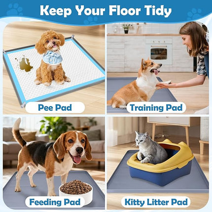 Dog Pee Pad Holder, Dog Potty Tray Silicone Puppy Pad Holder Tray Fits for 24" x 24"