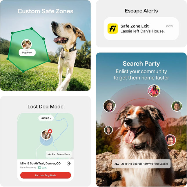 Fi New Series 3+ Smart Dog Tracker Collar [12 Month Membership Included] GPS Tracker for Dogs with Health & Behavior Monitoring, Escape Alerts, Waterproof, LED, Apple Watch Compatible (Blue, Medium)