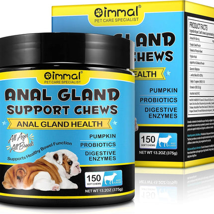 Anal Gland Support Soft Chews for Dogs - Pumpkin, Probiotics & Digestive Enzymes - Beef Flavour, 150 Count (375g)