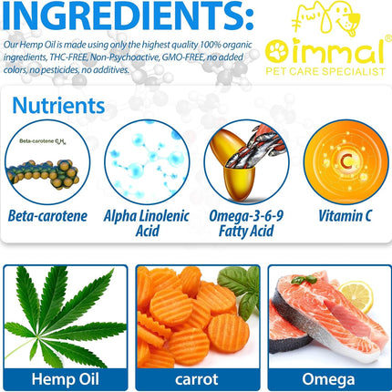 Oimmal Oil for Dogs & Cats 60ML,Pet Oil for Pain,Skin,Arthritis Pain,Pain Relief,Calming,Omega