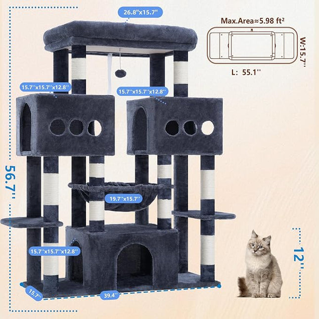 Hey-brother Cat Tree Tower with Sturdy Wide Base, Large Platforms, MPJ083G