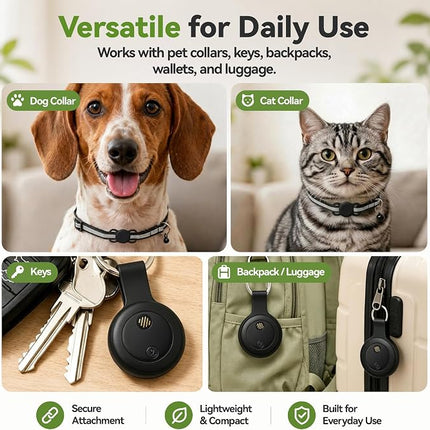 Dog Tracker, GPS Tracker for Dogs with Real-Time Location Tracking, No Monthly Fee or SIM, IP68 , iOS Only (Black)