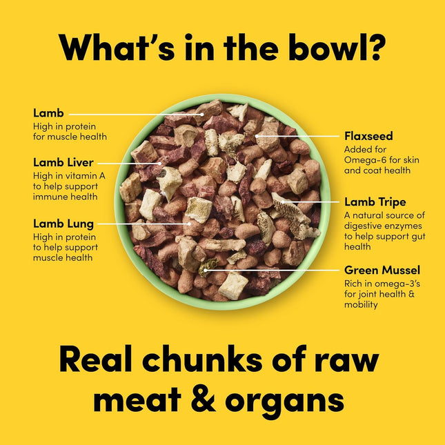 Freeze-Dried Raw Dog Meal Mixer Grass-Fed Lamb and Tripe 140g — Single Protein, Non-GMO, NZ Sourced
