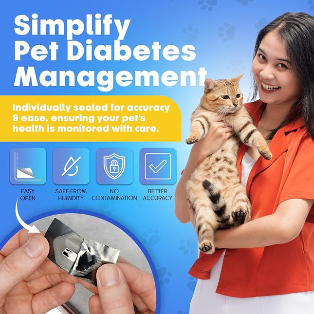 PetTest Blood Glucose Test Strips for Dogs & Cats, Individually Sealed, 50
