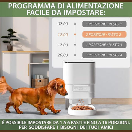 Automatic Cat Feeder 4L - Automatic Feeder for Cats and Small Dogs with App Control, Voice Recording