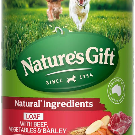Nature's Gift Adult Wet Dog Food in Can, Loaf with Beef, Vegetables & Barley 12x700g