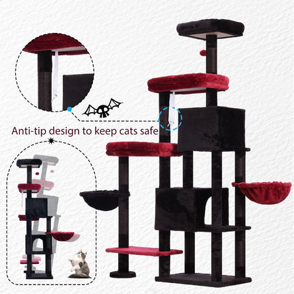Hey-brother Cat Tree Tower with Stable Extended Base, 3 Platforms, MPJ038BR