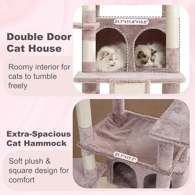 Heybly Tall Cat Tree for Large Cats, 80-inch Multi-Level Cat Tower for Indoor Cats, Muchroom