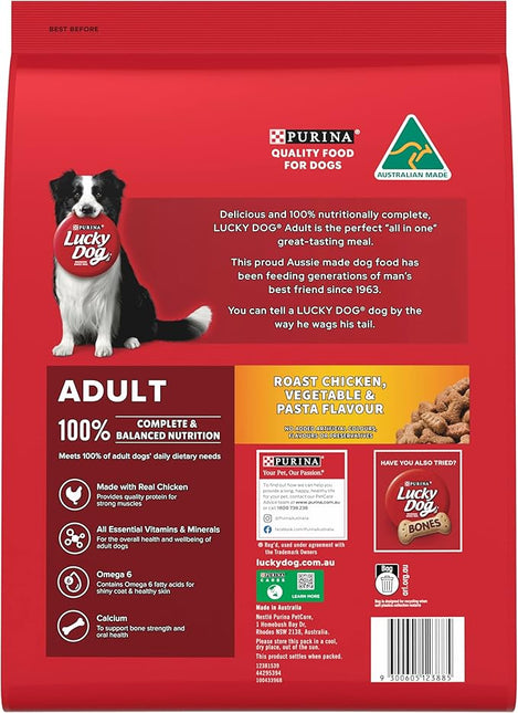 LUCKY DOG Adult Dry Dog Food Roast Chicken Vegetable Pasta Flavour 8kg