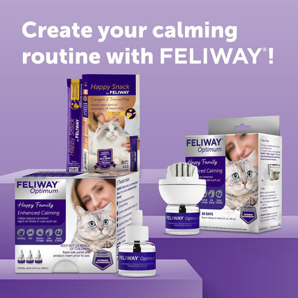 FELIWAY Optimum 30 Day Cat Calming Refills for Pheromone Diffuser,48ml Value Pack - Helps Reduce Common Signs of Stress in Cats & Kittens,Enhanced Calming,(Pack of 12)