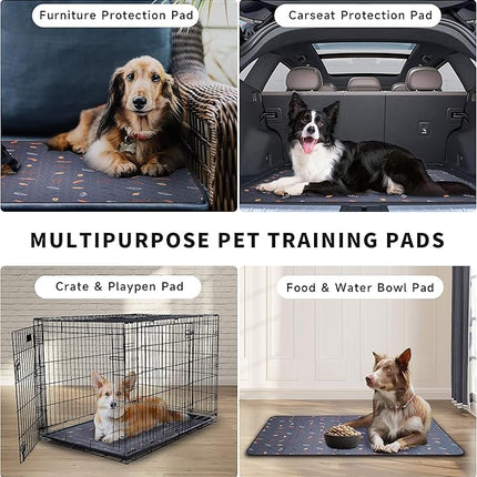 Sunheir Washable Pee Pads for Dogs - 2-Pack Thick Heavy Absorbency Reusable Pee Pads Prevent Leakage Non-Slip, Waterproof Pet Training Pads for Puppy Playpen, Crate, Whelping Box, Potty Training, Grey