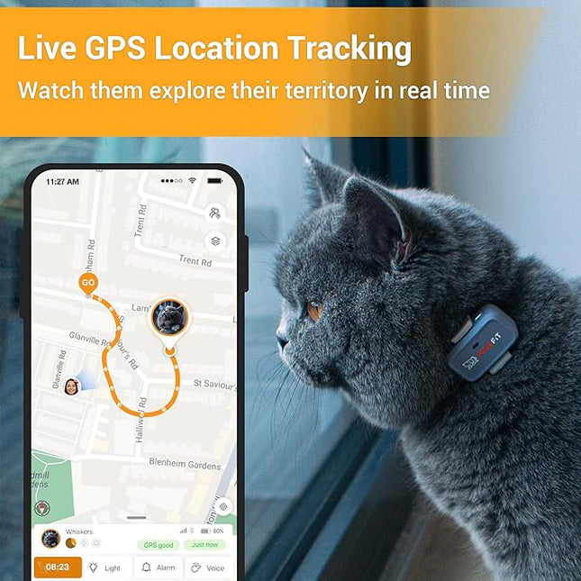 Pawfit Lite for Cats 4g GPS Tracker | Ultra-Small (<18g) Design | Real-Time Tracking | Activity Monitoring