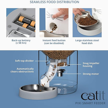Catit PIXI Smart Feeder – Automatic and Customizable Feeding Schedule with App Support, White